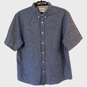 Dubnik Short-Sleeve Button-Down Pocket Shirt Blue Men's Size XL 100% Cotton